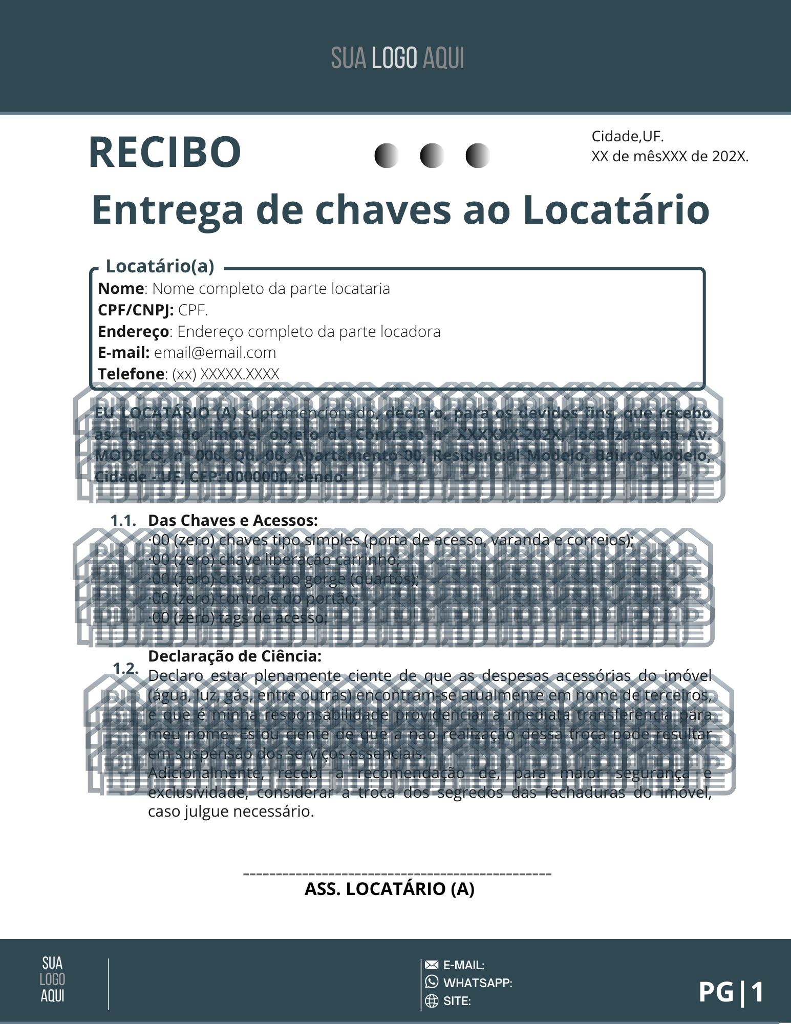 Recibo de Entrega de Chaves - Locatário